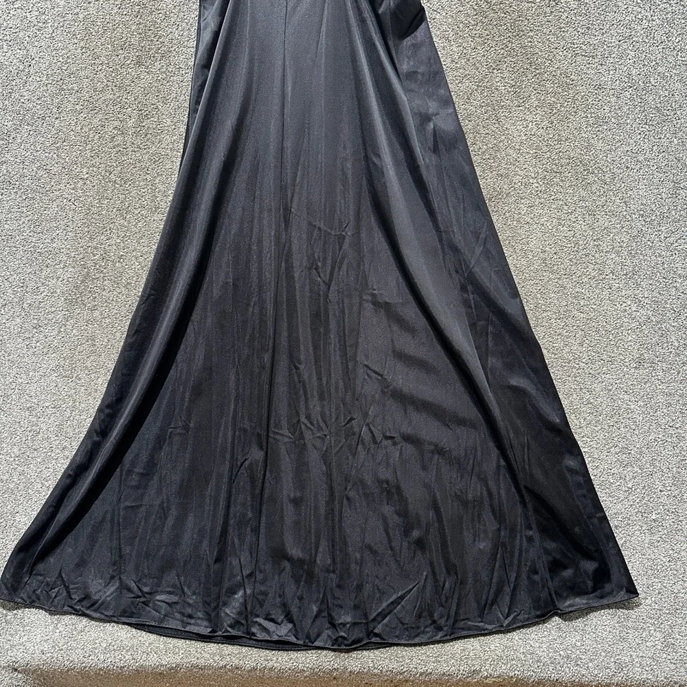 VTG Petra Fashions Black Lace Maxi Nightgown Small Rose Detail USA Made Romantic